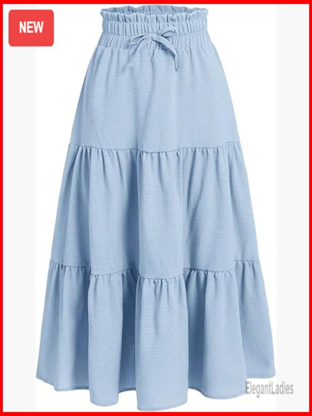 Girls High Waist Flare Hem Long Skirt Polyester Summer Casual